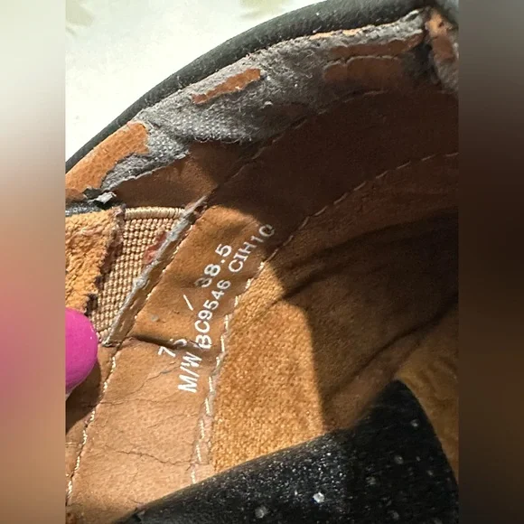 BOC Born Clogs Womens 7,5 Black Leather Block Heel Mules Shoes BC9546 - Picture 9 of 10